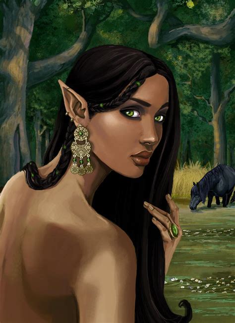 Black Elve Or The Bather By Dameeleusys On Deviantart Female Elf Elf