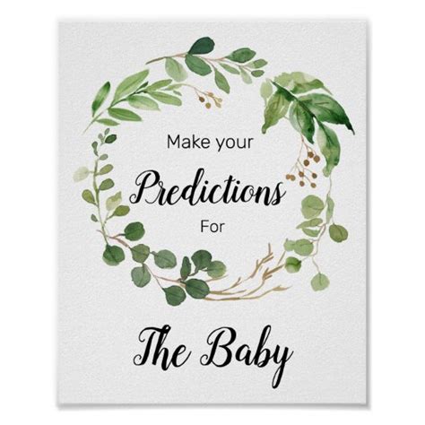 Floral Greenery Predictions For Baby Sign