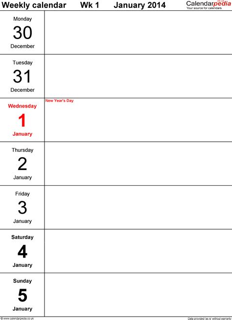 Choose from over a hundred free powerpoint, word, and excel calendars for personal calendars. Weekly calendar 2014 UK - free printable templates for PDF | Weekly calendar, Weekly calendar ...