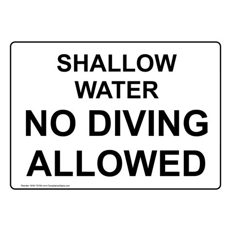 Recreation Water Safety Sign Shallow Water No Diving Allowed