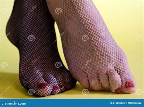 Female Feet And Fishnets Close Up Stock Image Image Of Nails Fishnet