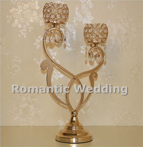 Free Shipment 10pcslots 2 Arms Crystal Candlestick For Wedding