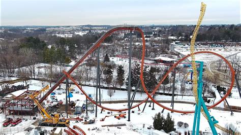 Iron Menace Drone Footage Construction 4k New Roller Coaster Dorney