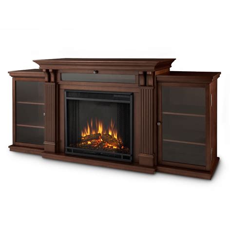 Electric Fireplace Tv Stand Dark Espresso Firebox Dual Cabinets