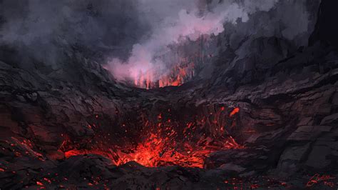 Artwork Digital Art Lava Volcano Eruption Wallpaper Resolution