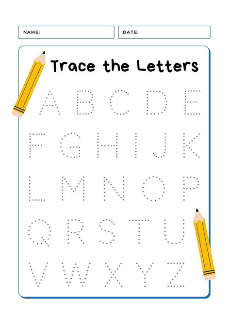 Trace The Letters Abc Practice Sheet Printable Instant Etsy