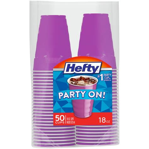 Hefty Purple Plastic Party Cups 18 Ounces 50 Count