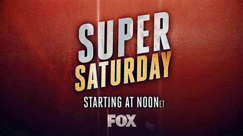Check out today's tv schedule for fox sports 1 and take a look at what is scheduled for the next 2 weeks. FOX Sports Super Saturday Features Big 12 and Big Ten ...