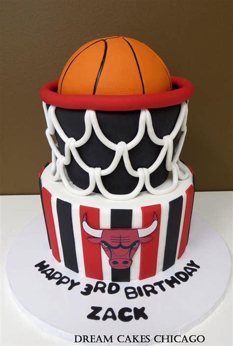 A Birthday Cake Made To Look Like A Basketball Hoop With The Chicago