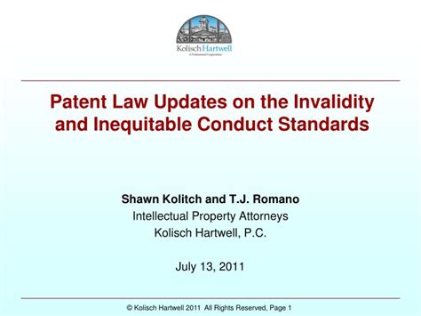 Ppt Patent Law Updates On The Invalidity And Inequitable Conduct Standards Powerpoint