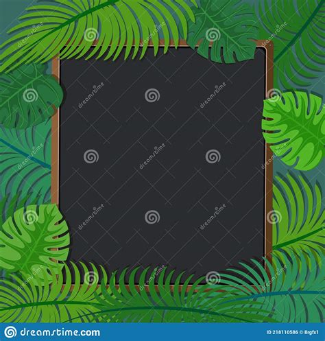 Empty Background With Tropical Leaves Frame Stock Vector Illustration Of Leaves Clipart