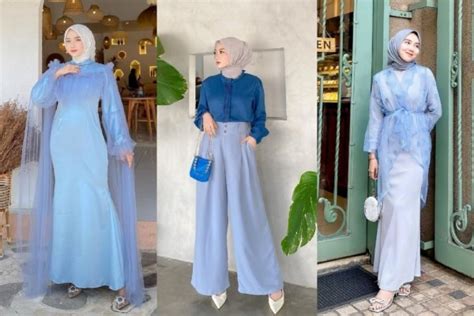 10 Ide Ootd Hijab Serba Warna Biru Kondangan Sampai Hangout
