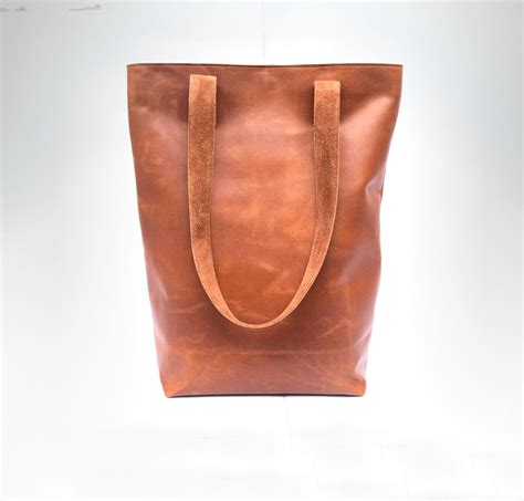 Brown Leather Tote Bag For Women Work Office Large Handmade Leather
