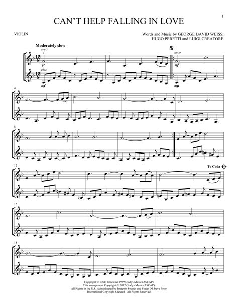 Elvis Presley Can T Help Falling In Love Sheet Music Notes Download Printable Pdf Score