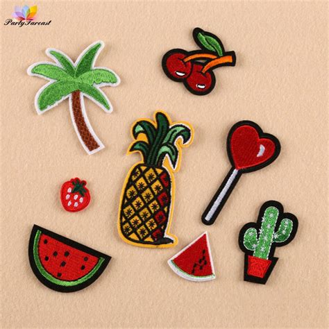 Computer Embroidery Patches Stickers Fruit Coconut Tree Patch For