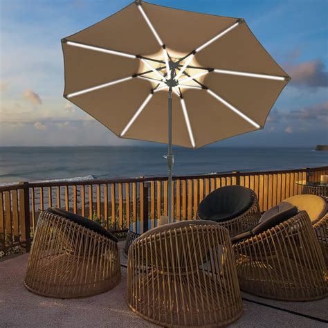 9 Ft Led Light Bars Patio Outdoor Umbrella Solar Power Market Table