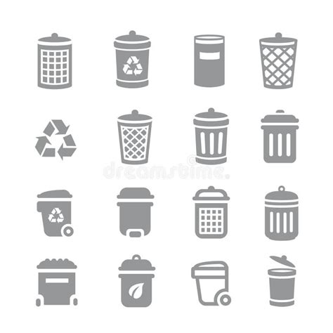 Trash Can And Recycle Bin Icons Garbage And Rubbish Clean And Waste