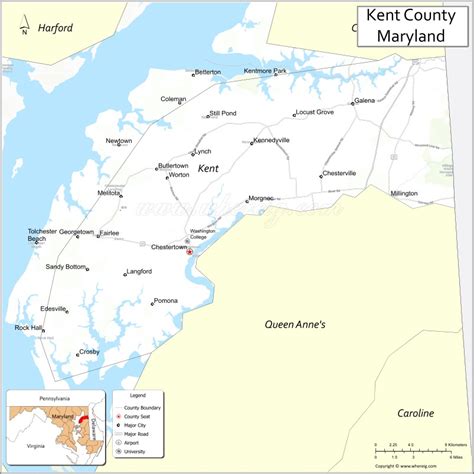 A Map Showing The Location Of Kent County Maryland And Queen Ann S