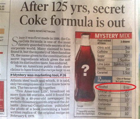 125 Years Of Coca Cola Secret Formula Revealed