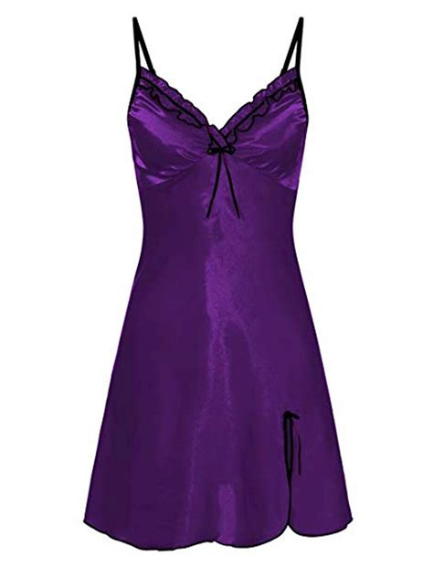 Gvmfive Womens Sexy Lingerie Sleepwear Chemise Satin Slip Silk Nightgown