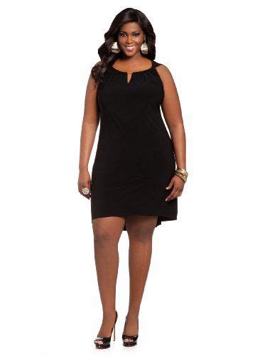 Ashley Stewart Womens Plus Size Cutaway Solid Hi Lo Dress Black 1x