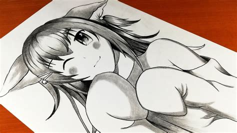 How To Draw Anime Girl Using Only One Pencil Anime Drawing Tutorial Anime Pencil Drawing Theme
