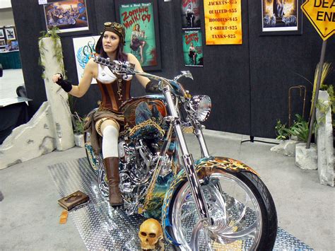 Steampunk Biker Girl On A Custom Fantasy Themed Chopper Benny