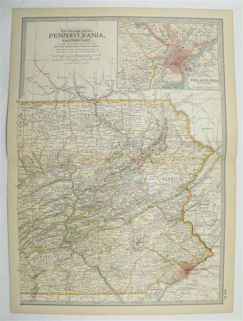 Eastern Pennsylvania Map 1899 State Map Philadelphia Lancaster Pa