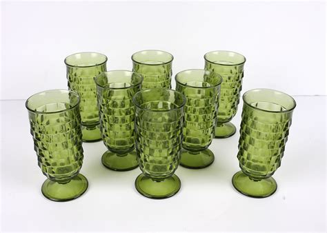 mid century modern green glassware ebth
