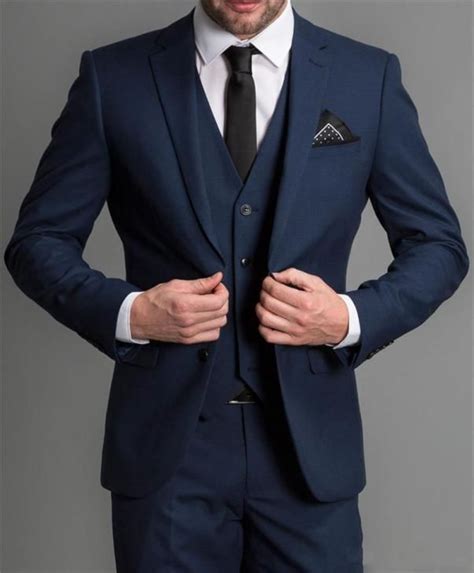 Elegant Navy Blue Wedding Suits Two Button Groom Tuxedos Groomsmen