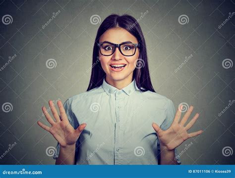 Surprised Young Woman Shouting Stock Photo Image Of News Glasses