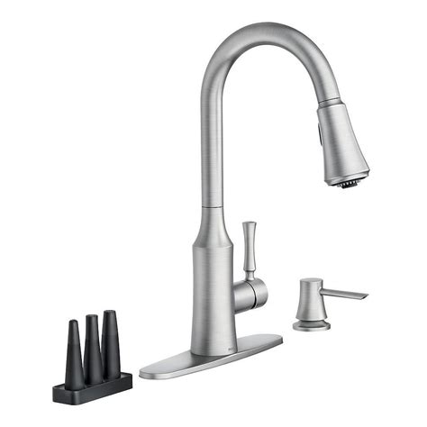 My ace store told me to use an allen wrench in the little hole to remove the handle i believe the correct size allen wrench for most single handle moen faucets is a 7/64 allen wrench or i've also seen allen screws that are 1/8 so try. MOEN Venango Single-Handle Pull-Down Kitchen Faucet in ...