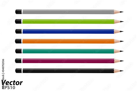 Colored Pencils In A Vectorset Of Colored Pencils Vector Illustration