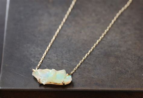 Natural Raw Opal Necklace Opal Necklace Raw Opal Necklace