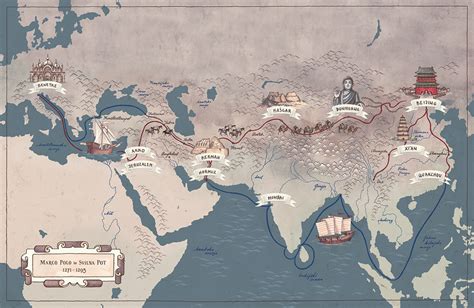 Marco Polo And The Silk Road Map Illustration On Behance