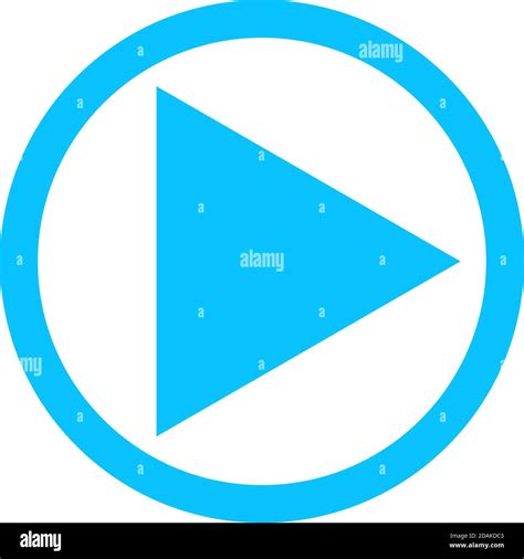 Play Button Icon Flat Blue Pictogram On White Background Vector