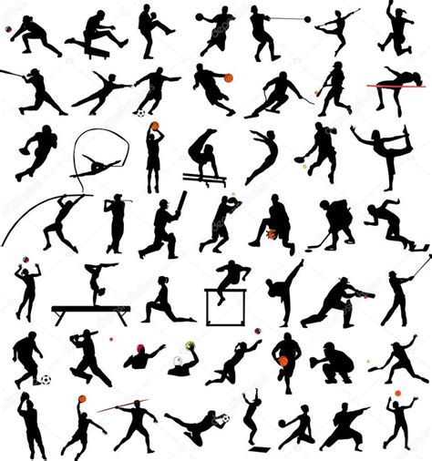 50 high quality sport silhouettes collection vector sports pictures sport poster design