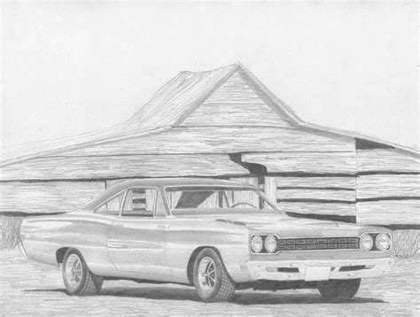 Car drawings by orhan özvatan. 1968 Plymouth Roadrunner Classic Car Art Print Drawing by ...