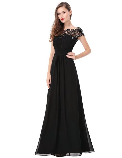 Ever Pretty Womens Cap Sleeve Lace Neckline Ruched Bust Evening Gown 09993