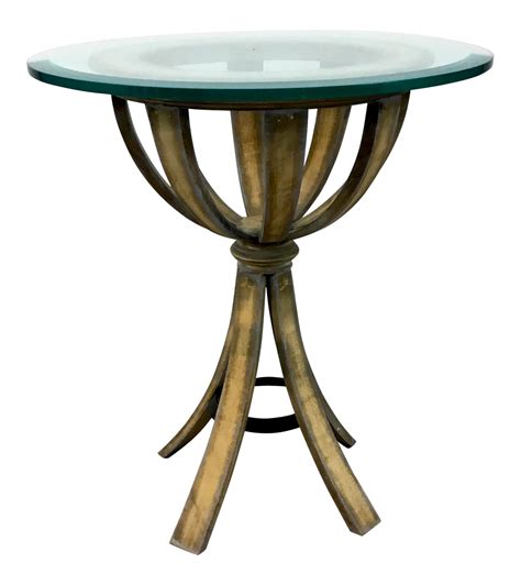 Organic Modern Distressed Wood Side Table With Glass Top Chairish