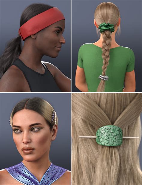 Ng 3 In 1 Low Ponytail Hair Accessories Set 2 Daz 3d