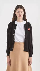 Play Commes Des Garcons Shrunken Cardigan In Black With Red Heart Red
