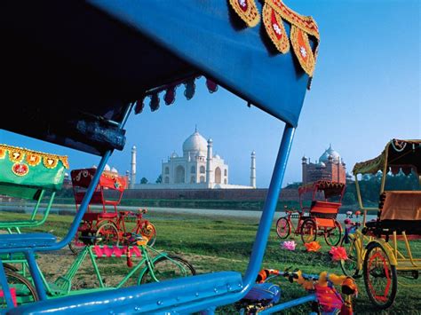 Rickshaws Taj Mahal Bing Wallpaper Download