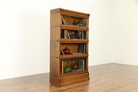 Sold Oak Antique 4 Stack Lawyer Bookcase Signed Globe Wernicke Wavy