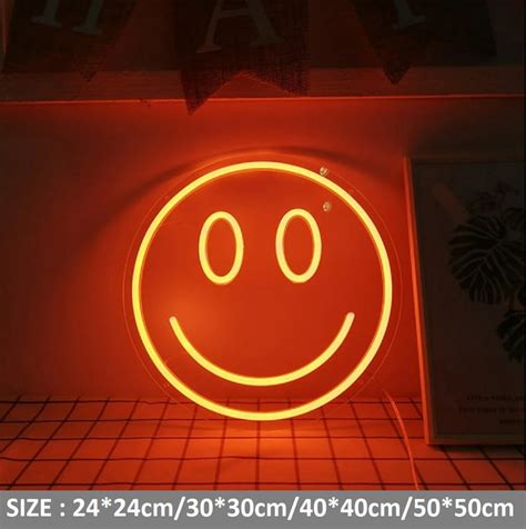 Led Smiley Face Acrylic Neon Sign Smile Face Neon Light Home Etsy