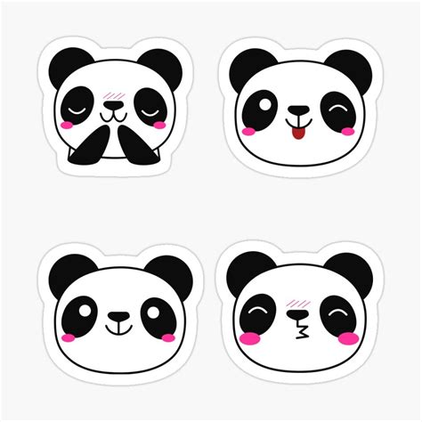 cute panda face emoji sticker pack includes 4 stickers r redbubble