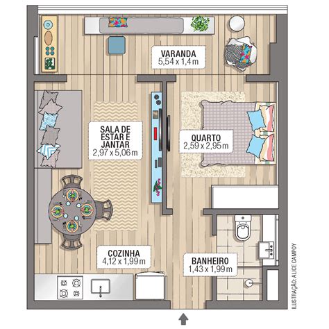 decoração-de-apartamento-pequeno-40-m2-muito-bem-aproveitados-planta | Decoração apartamento ...