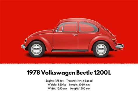 1978 Volkswagen Beetle 1200 L Mars Red In Artbyedo Spirit Vw Beetle