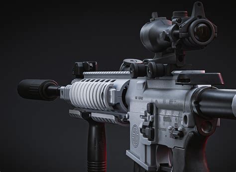 Artstation Arctic White Sig 516 With Sopmod Accessories Game Assets