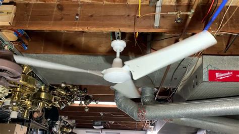 60 Inch Hampton Bay Industrial Ceiling Fan White Youtube